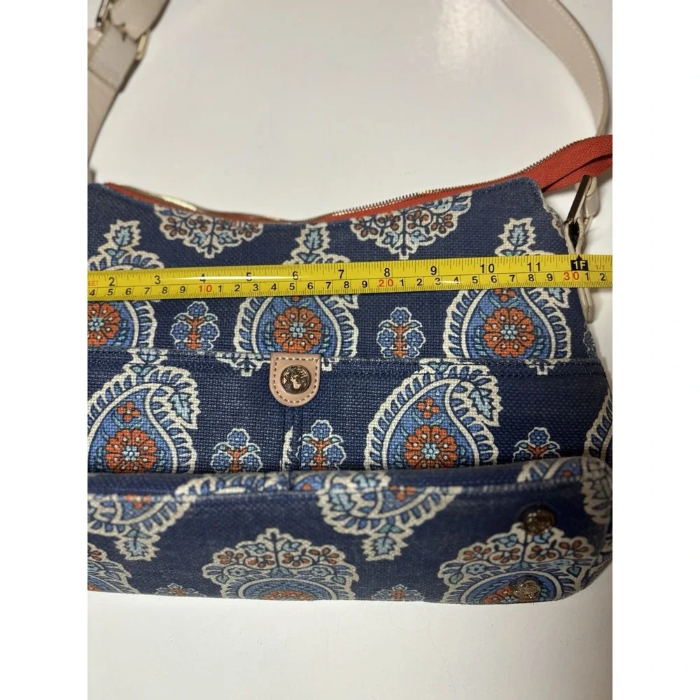 Spartina 449 Bag Purse Daufuskie Island Linen Leather Blue Orange Paisley